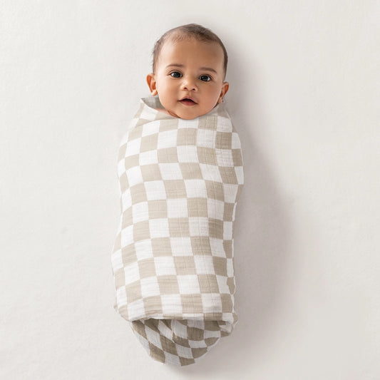 Itzy Ritzy Checkered Beige Blanket