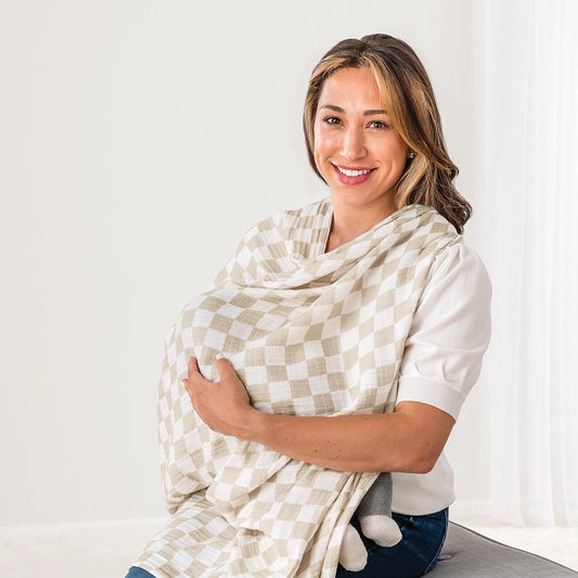 Itzy Ritzy Checkered Beige Blanket